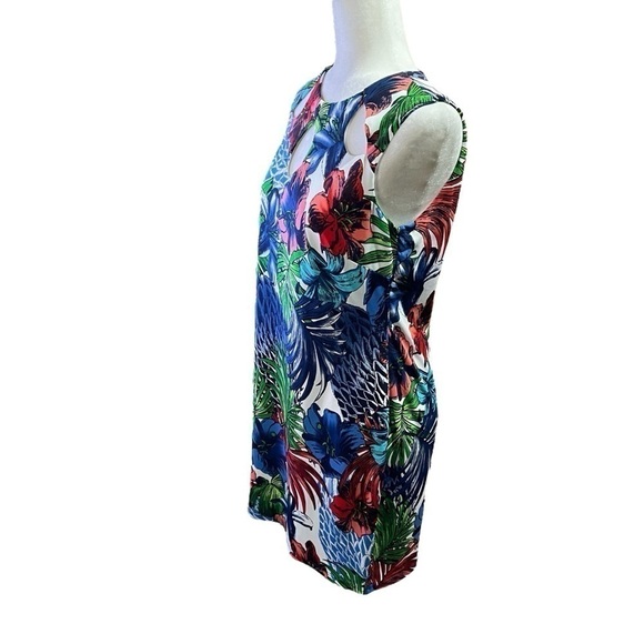 Laura Petites - Bright Tropical Shift Dress-Front Cut-outs - Lined -Size 10 P - Picture 7 of 16